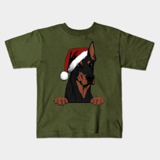 Christmas Doberman Pinscher Kids T-Shirt